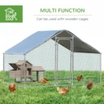 XCJDILAO PawHut Large Coop Metal Run with Waterproof and Anti-UV Cover Spire Shaped Walk-in Fence Cage Hen House for Outdoor and Yard Farm Use 1.26?? Tube Diameter 9.8' x 6.6' x 6.4'