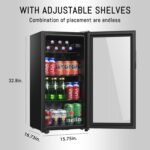 HAILANG Beverage Refrigerator With 105 Can,Freestanding Beverage Cooler