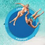 Inflatable Dock Floating Platform,8ft Inflatable Water Hammock Floating Deck for Lake W/Cupholder,Round Floating Ring Float Ring,Pool Float Raft Lounger Island Platform Pad