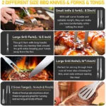 34 Pcs BBQ Grill Accessories Tools Set,16 Inches Stainless Steel Grilling Tools With Carry Bag