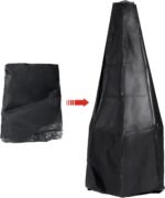 SINGLYFIRE Patio Backyard Wooden Fire Pit with Chiminea Cover Rust-Free Iron