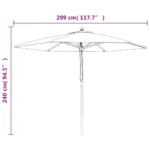 3m Wooden Garden Parasol (8 Colours)