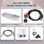 GRISUN Drop-in Fire Pit Kit 30 x 10 Inch,H-Shape Burner with Pan
