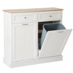 LOUVIXA Tilt Out Trash Can Cabinet with Double Hidden Trash Can Holder