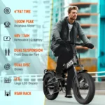 TST Electric Bike,4.0 Fat Tire Foldable Ebike,48V 13Ah Battery,750W Electric Commuter Bicycle with LCD,20" One-Step Folding Electric City Bike for Men Women,Black