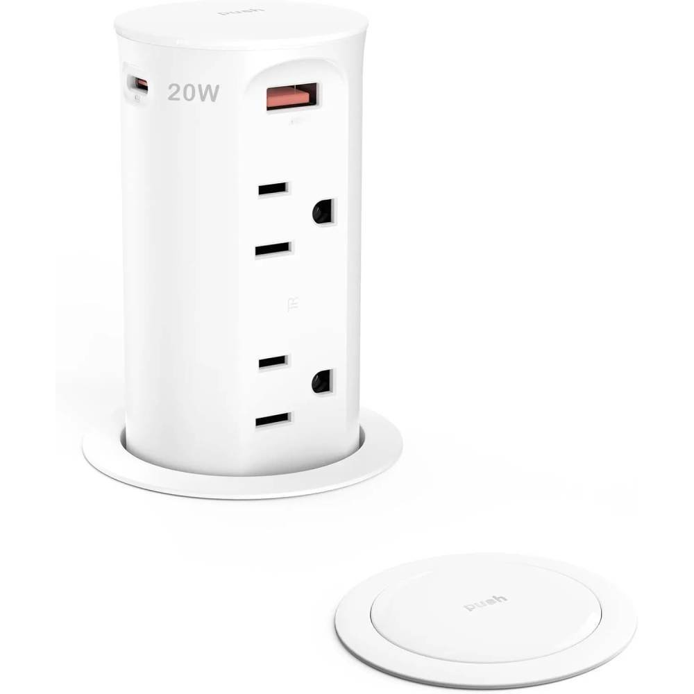 Jgstkcity Pop up Outlet for Countertop,20W USB C Fast Charging,White Jgstkcity Pop up Outlet for Countertop,20W USB C Fast Charging,White