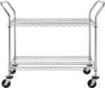 Finnhomy 2-Tier Commercial Grade Rolling Cart with Wheels and Handles