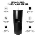 Monkey Movement Black Stainless Steel Floor Stand Wipe Dispenser with Built-in Trash Can