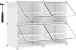 SONGMICS Shoe Rack with 10 Compartments,Shoe Cabinet,30 x 40 x 30 cm per Compartment,Narrow,with Doors,Steel Frame,Plastic,for Hallway,Bedroom,Entryway,White LPC035W01