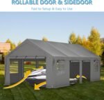 Thanaddo Heavy Duty Car Port with Roll-up Sidewall and Ventilated Windows