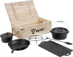 BBQ-Toro Dutch oven set in wooden box with Dutch oven and more | Cast iron - pre-seasoned (8 pieces)