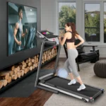 Simpfree Treadmill with 10" HD TV Movie Touchscreen and 3D Virtual Sports Scene,0.5-9.0 mph/h & 3.25HP Electric Treadmill with Incline for Home??Black??