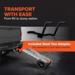 36-Gallon Portable Camper / RV Tote Tank - Features Large Heavy-Duty No-Flat Wheels & Built-In Gate Valve - Removable Steel Tow Adapter,3??RV Sewer Hose & More RV Accessories (39006)