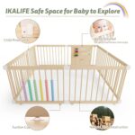 IKALIFE Large Wooden Baby Playpen
