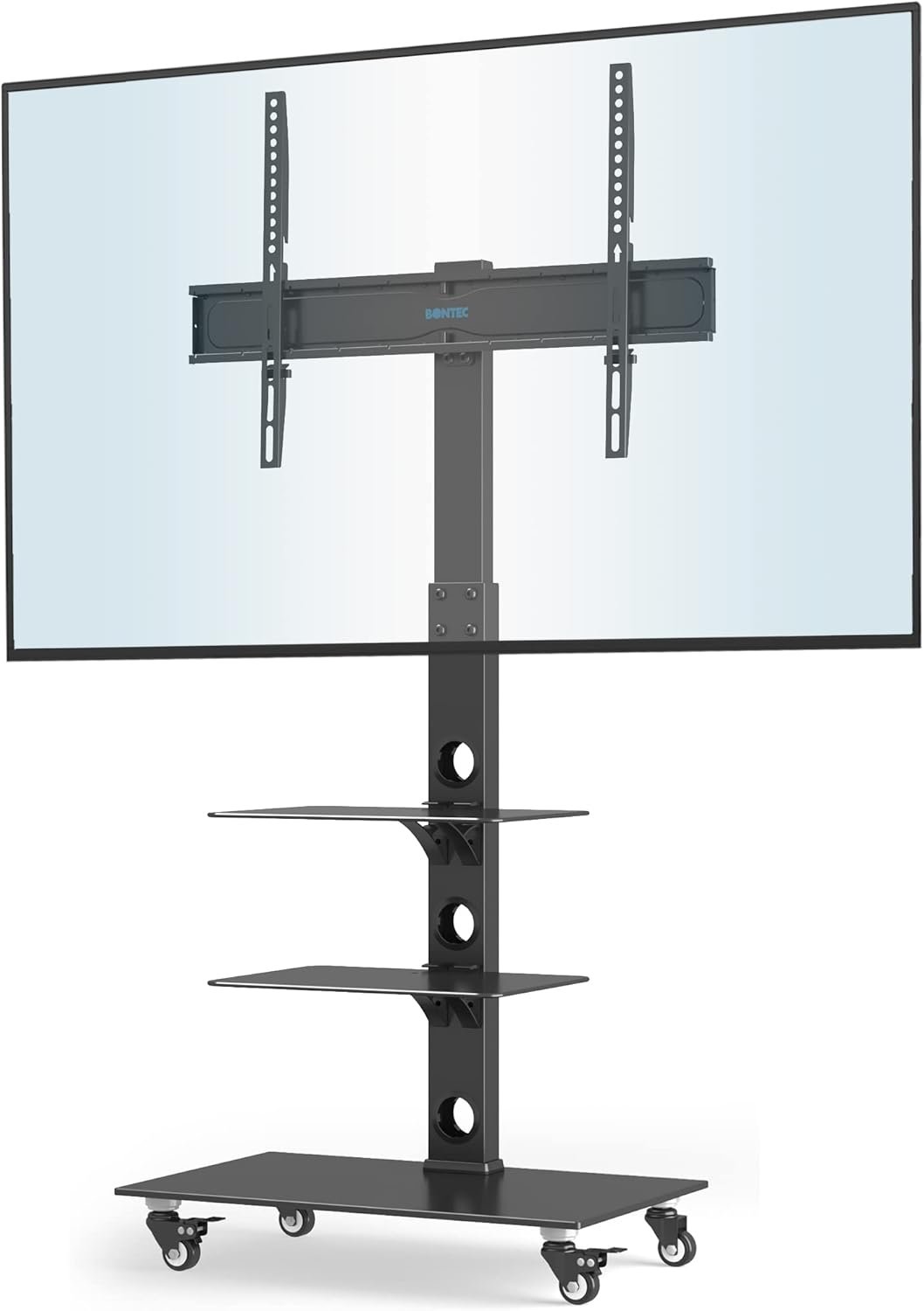 BONTEC TV Stand with Wheels for 30-70 inch Plasma/LCD/LED Screens up to 40 kg,6 Height Adjustments with 3 Tier Tempered Glass Shelves,MAX VESA 600 x 400 mm BONTEC TV Stand with Wheels for 30-70 inch Plasma/LCD/LED Screens up to 40 kg,6 Height Adjustments with 3 Tier Tempered Glass Shelves,MAX VESA 600 x 400 mm
