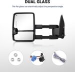 Sanooer Tow Mirrors with Power Adjusted Heated Glass Running Light&Turn Signal Light Backup Lamp Black