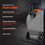 36-Gallon Portable Camper / RV Tote Tank - Features Large Heavy-Duty No-Flat Wheels & Built-In Gate Valve - Removable Steel Tow Adapter,3 ?RV Sewer Hose & More RV Accessories (39006)