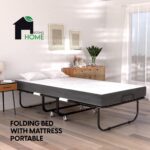 EconoHome Folding Bed with Mattress - Portable Foldable Roll Away Adult Bed for Guest