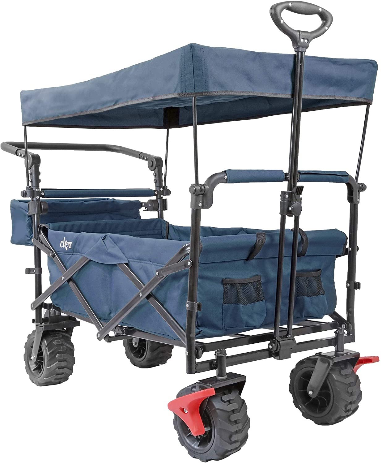 Extra Large Foldable Outdoor Wagon Cart with All Terrain Wheels and Canopy,Blue 265 Lb Capacity,Easy Folding Collapsible Utility Garden Transport Trolley,Great for Beach,Park,Sports,Parties Extra Large Foldable Outdoor Wagon Cart with All Terrain Wheels and Canopy,Blue 265 Lb Capacity,Easy Folding Collapsible Utility Garden Transport Trolley,Great for Beach,Park,Sports,Parties