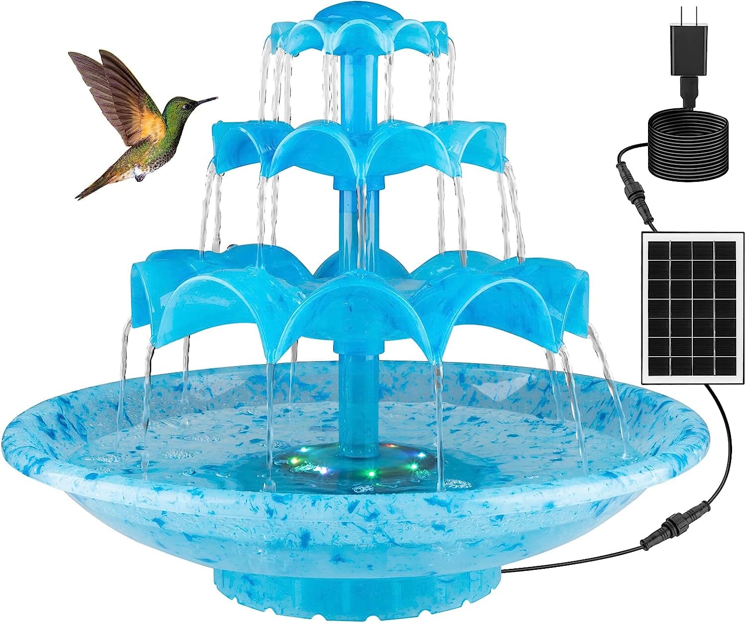 3 Tier DIY Solar Fountain with 24-Hours Working and Lights 3 Tier DIY Solar Fountain with 24-Hours Working and Lights