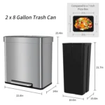Bigacc 13 Gallon 50 Liter Kitchen Trash Can with Touch-Free & Motion Sensor,Automatic Stainless-Steel Garbage Can,Anti-Fingerprint Mute Designed Trash Bin Brushed Stainless Steel
