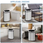 Bigacc 13 Gallon 50 Liter Kitchen Trash Can with Touch-Free & Motion Sensor,Automatic Stainless-Steel Garbage Can,Anti-Fingerprint Mute Designed Trash Bin Brushed Stainless Steel
