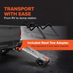 36-Gallon Portable Camper / RV Tote Tank - Features Large Heavy-Duty No-Flat Wheels & Built-In Gate Valve - Removable Steel Tow Adapter,3 ?RV Sewer Hose & More RV Accessories (39006)