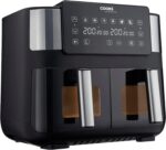 Cooks Professional 8 Litre Dual Digital Air Fryer with Double Twin Basket | Stainless Steel Energy Saving Instant Fryer with Double Drawers & Preset Functions | 8L Capacity (XL) | Black