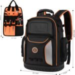 LOKASS Tool Bag Backpack,Large,Black and Orange