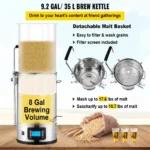 VEVOR Electric Brewing System 9.2 Gal/35 L Brewing Pot All-in-One Home Beer Brewer w/Pump - 9.6Gal