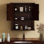 ChooChoo Wood Wall Cabinet with Doors,Medicine Cabinet with Adjustable Shelves Over The Toilet