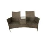 Rattan Love Seat Bench with Cushions