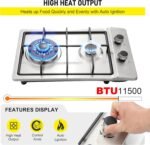Forimo 12 Inch Stainless Steel Gas Stove Top Dual Fuel Easy to Clean