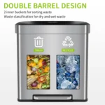 Bigacc 13 Gallon 50 Liter Kitchen Trash Can with Touch-Free & Motion Sensor,Automatic Stainless-Steel Garbage Can,Anti-Fingerprint Mute Designed Trash Bin Brushed Stainless Steel