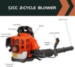 ZTGD Backpack Gas Powered Leaf Blower Gasoline Backpack Grass Blower with Air-Cooled
