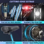 Eletric Bike for Adults, 750W Motor 48V 20Ah Removable Battery 26'' Fat Tire Folding E-Bike Shimano 21-Speed MTB Cycling UL2849