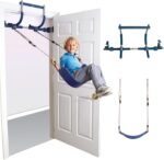 6 Piece Indoor Doorway Gym Set for Kids ÿ Indoor Swing for Kids Includes Kids Swing Chair,Rings,Hanging Trapeze,Ladder,Swinging Rope & Pullup Bar
