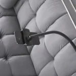 3 in 1 Sleeper Sofa Couch Bed,Small Tufted Velvet Convertible Loveseat Futon Sofa w/Pullout Bed,Adjustable Backrest,Cylinder Pillows,Multi-Pockets,Phone Holder for Living Room Apartment,Grey,55.5"