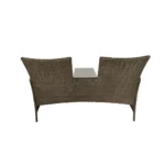 Rattan Love Seat Bench with Cushions