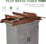 SoliWood Outdoor Storage Cabinet & Potting Bench Table with Metal Top