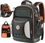LOKASS Tool Bag Backpack,Large,Black and Orange
