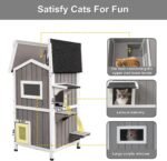 PetsCosset Outdoor Cat Shelter Weatherproof with Openable Roof,Escape Door