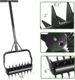 Seeutek 18 Inch Rolling Lawn Aerator 46in Handle,Manual Aerator Lawn Tool