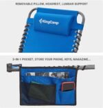 4-Fold Outdoor Folding Chaise Lounge Chair for Beach,Sunbathing,Patio,Pool,Lawn,Deck,Portable Lightweight Heavy-Duty Adjustable Camping Reclining Chair with Pillow,Blue