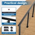 Muzata Black Rectangular Handrail Top Rail Cable Railing System Deck Stair Indoor Outdoor