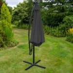 Grey 3m LED Cantilever Parasol with Rain Cover