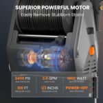 Giraffe Tools Electric Wall Mounted Pressure Washer with 100ft Balck Pressure Hoses