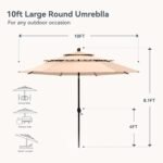 PHI VILLA 10ft Patio Umbrellas with 8 Sturdy Ribs and 1.5" Umbrellla Pole