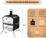 PIZZELLO Large Wood Fired 2-Layer Pizza Ovens with Pizza Stone,Pizza Peel,Grill Grate