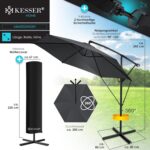KESSER? Aluminium Cantilever Parasol + Cover Diameter 350 cm and Crank Device Crank Umbrella with Stand UV Protection Aluminium Water-Repellent Canopy 360?? Function Garden Umbrella Market Umbrella